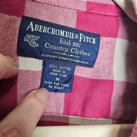Vintage Abercrombie & Fitch Country Clothes Red White Checkered Flannel Shirt M - Picture 3 of 9